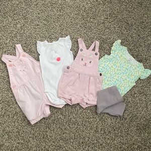 Adorable Floral Bunny Kitten Baby Girl Outfit Bundle